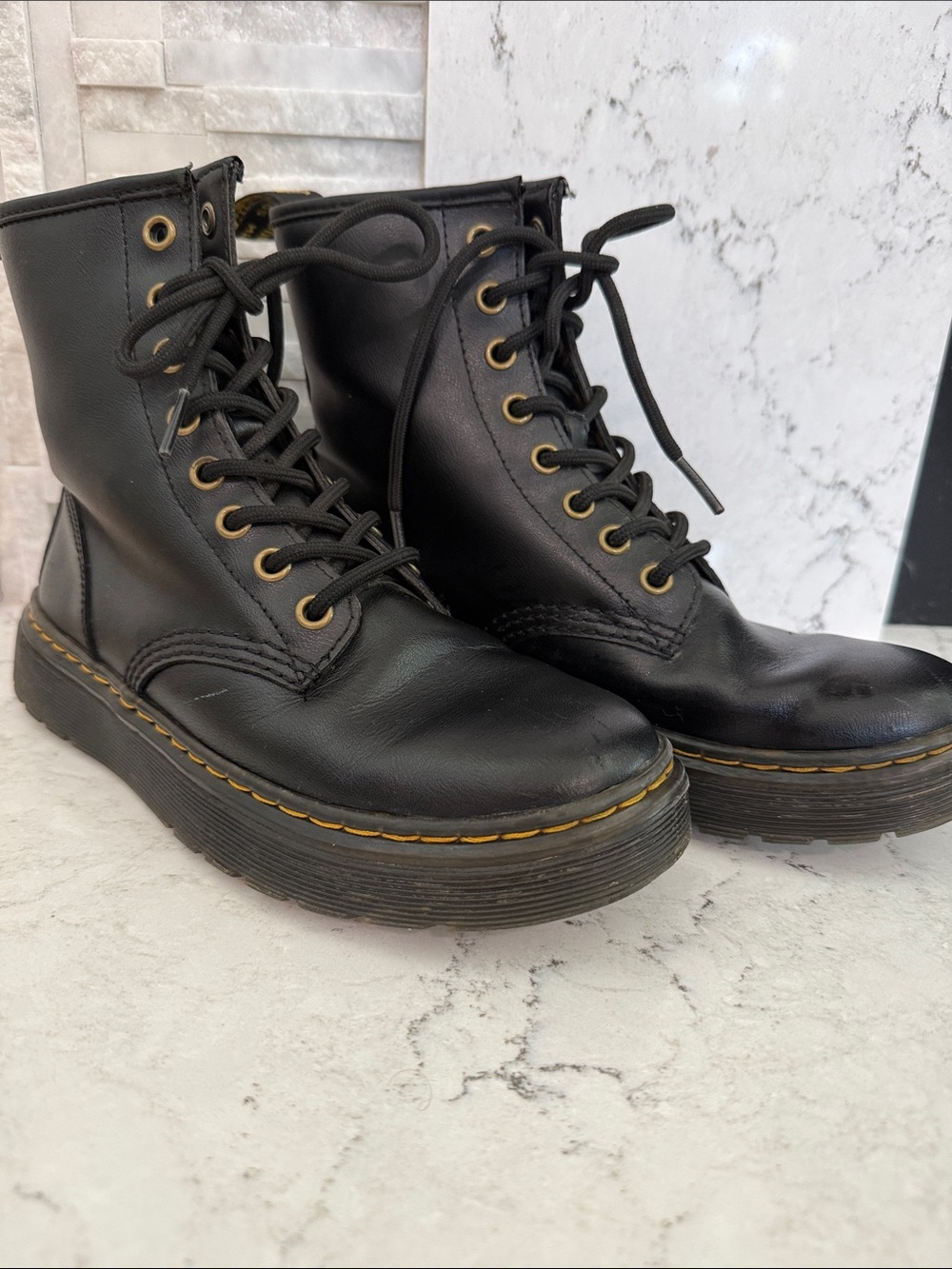 Dr. Martens Zavala Vegan Black Combat Boots Women's Size 6